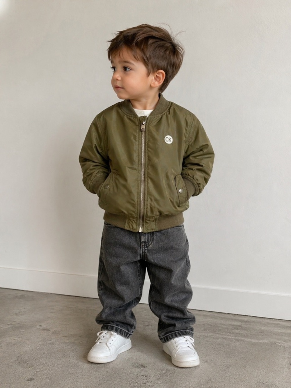 Calvin Klein Kids Green Bomber Jacket 24 Months Lightweight Spring Coat